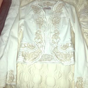 Embroidered White Jean Jacket
